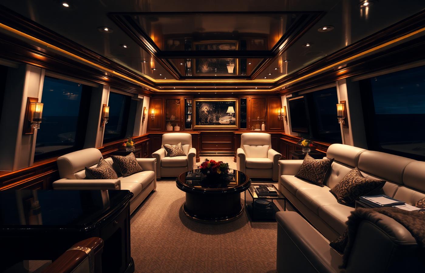 Luxury yacht interior salon